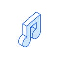 Isometric icon in outline. Modern flat vector Illustration. Musical note symbol. Royalty Free Stock Photo